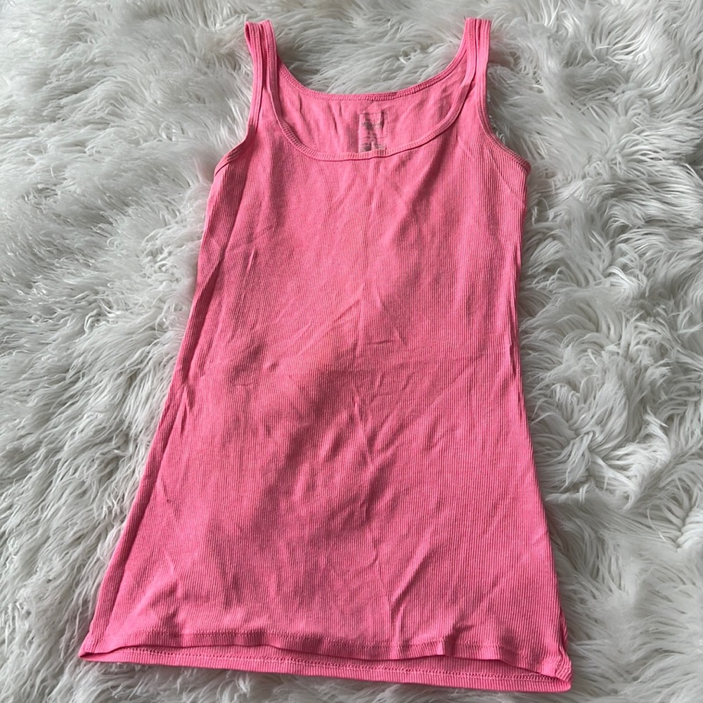 Neon pink tank.